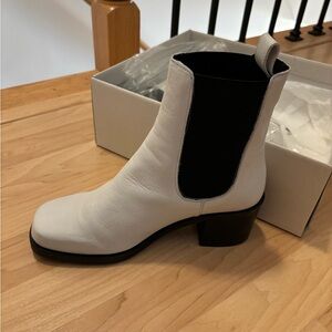 White Leather Heeled Boots